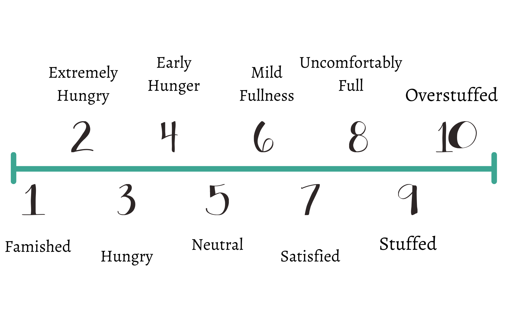 diagram created  by food peace nutrition of the hunger fullness scale